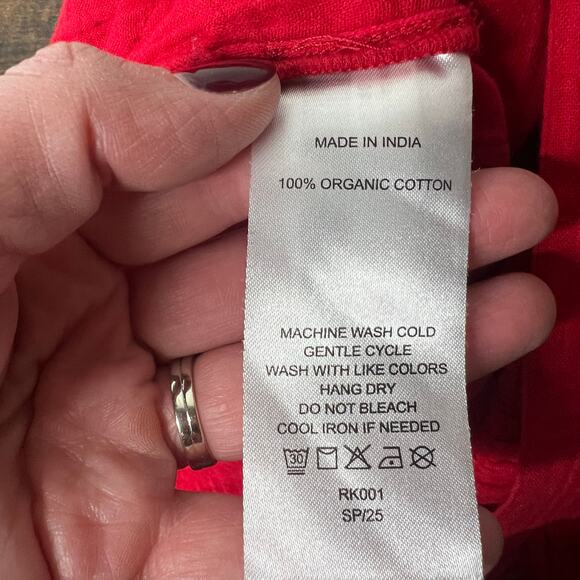 Quince Women's Organic Cotton Gauze Smocked Wide Leg Jumpsuit Cherry Red Sz S - Picture 11 of 11